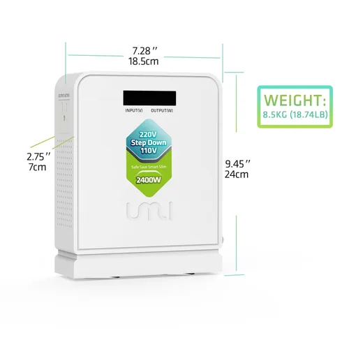 Vista 4 de UMI 2400W Convertidor de voltaje de 220 V a 110 V, convertidor de potencia de 220 V a 110 V de servicio pesado con modo automático, convertidor