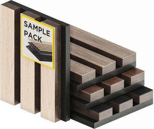 Vista 11 de Paquete de 2 paneles de madera para pared, paneles de pared de listones de madera acústicos, paneles de madera insonorizados para decoración