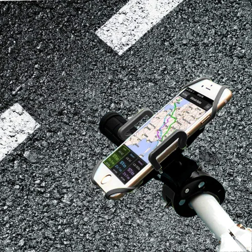 Vista 5 de Soporte para bicicleta, soporte de teléfono para motocicleta, carrito de bebé, soporte para micrófono, soporte para teléfono celular con correa