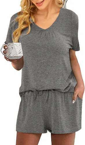 Vista 7 de Avidlove - Conjunto de pijama para mujer, camiseta de manga corta y pantalones cortos, ropa para dormir disponible en tallas S-XXL.