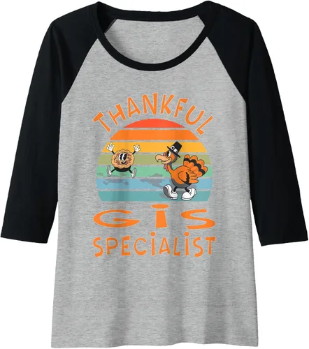 Vista 10 de GIS Specialist Job Funny Thanksgiving Raglan Baseball Tee