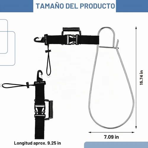 Vista 2 de 4 piezas de clip de pescado, cordón de pesca resistente, hebilla de bloqueo de pescado de liberación rápida, cordón de núcleo de acero inoxidable