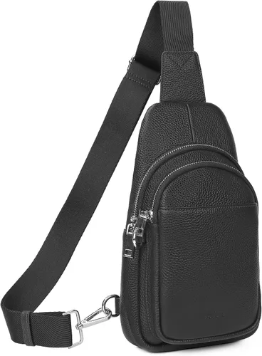Vista 11 de befen Bolso bandolera pequeño de cuero genuino para mujer, antirrobo, bolsa cruzada para el pecho, riñoneras para viajes con ranuras para tarjetas