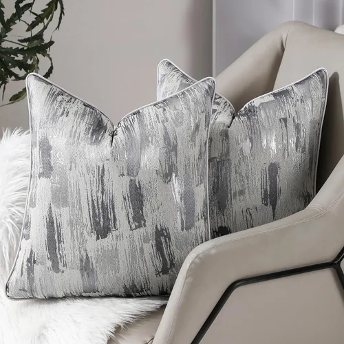 Vista 2 de vctops Funda de cojín decorativa abstracta gris de lujo, funda de cojín cuadrada suave para sofá, dormitorio, automóvil