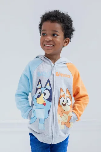 Vista 2 de Bluey Sudadera con capucha de forro polar con cremallera para niños pequeños a niños grandes (2T - 10-12)