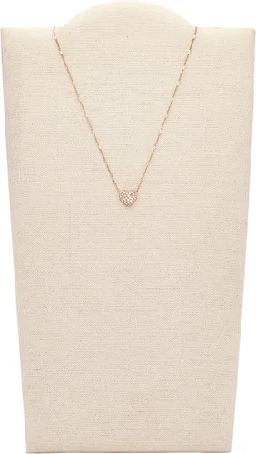 Vista 2 de Fossil collar con dije de acero inoxidable en tono rosa dorado para mujer