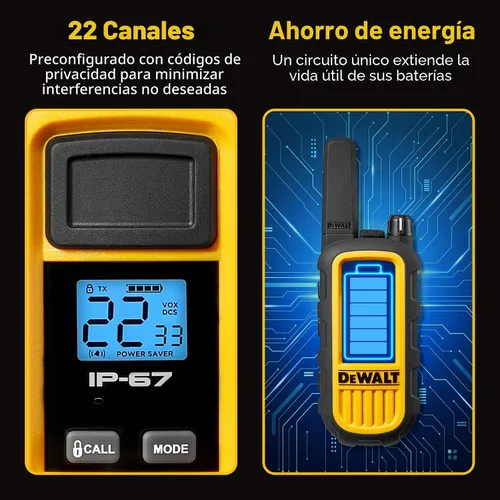 Vista 7 de DEWALT DXFRS300 - Walkie talkies resistentes de 1 vatio, impermeable, resistente a los golpes, largo alcance y radio bidireccional recargable