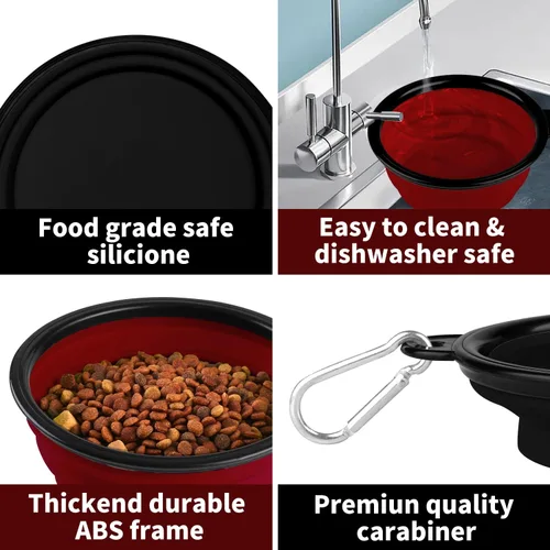 Vista 73 de COOYOO Cuenco plegable para perros, paquete de 2 cuencos plegables para agua para perros y gatos, plato portátil para alimentación de mascotas