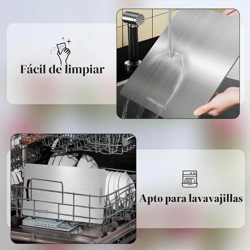 Vista 5 de LANGSKIP'S Katuchef - Tablas de cortar de titanio para cocina, 15.4 x 11 pulgadas, 0.1 in, aptas para lavavajillas, tabla de cortar de titanio