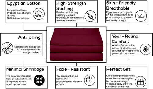Vista 5 de TBM 1PC Solid Flat Sheet Smooth Touch Hotel Quality 100% Egyptian Cotton Perfectly Fit for Oversize and Extra Height Bed Solid 600 Thread Count
