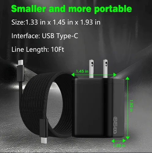 Vista 8 de EGK Cargador de 10 pies para Nintendo Switch (todas las series), adaptador de corriente de CA de 65 W, cable de carga rápida para Switch 1/2 Dock