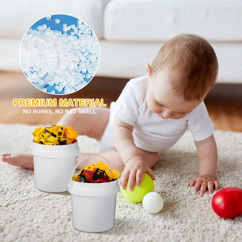 Vista 5 de Cubo de plástico blanco 3pcs cubo de almacenamiento blanco con cubierta 3pc PP con tapa