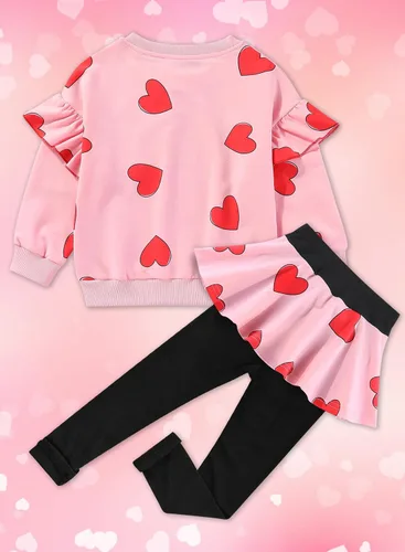Vista 2 de BOMDEALS Adorable conjunto de ropa para niñas pequeñas, camiseta de manga larga + pantalones