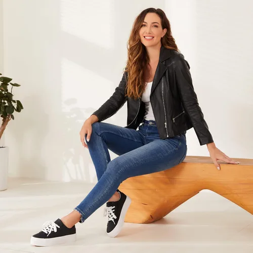 Vista 3 de JABASIC Zapatos deportivos de plataforma con cordones para mujer, cómodos, informales, a la moda, para caminar