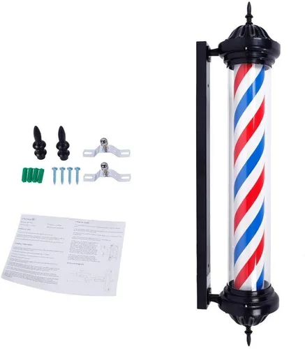 Vista 4 de Mefeir signo de "open" con luz LED para peluquería/barbería, rojo blanco, azul, impermeables con ahorro de energía. 30