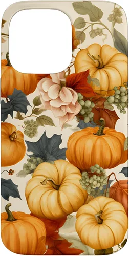 Vista 21 de Funda de estilo vintage para iPhone 16 con hojas de otoño y calabazas