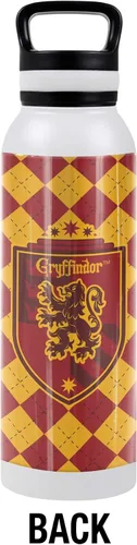 Vista 2 de Harry Potter OFICIAL Griffindor Plaid Sigil - Botella de agua aislada de 24 onzas, resistente a fugas, acero inoxidable aislado al vacío con tapa