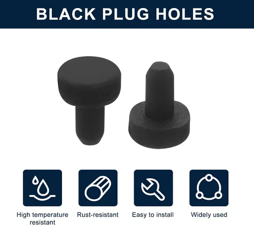 Vista 2 de uxcell 16 Piezas de Tapones de Goma Negros, 2.7mm para Agujeros de Enchufe de 2-2.5mm/0.08-0.1