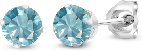 Vista 66 de Gem Stone King Aretes redondos de plata de ley 925 con piedra natal de 0.157 in para mujer