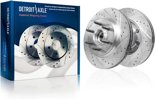 Vista 2 de Detroit Axle - Kit de frenos RWD para Ford F-150 Lincoln Mark LT 2004-2008, frenos de disco perforados y ranurados, rotores pastillas de freno