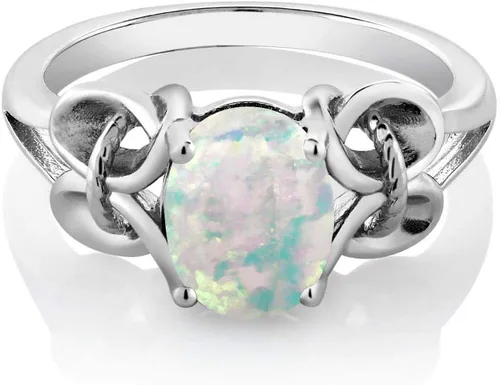 Vista 86 de Gem Stone King Anillo de compromiso ovalado con piedra natal para mujer, plata de ley 925, ovalado de 0.354 x 0.276 in, anillo de compromiso