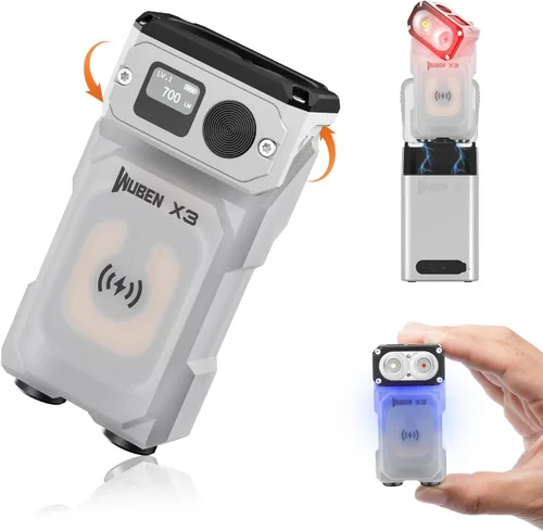 Vista 12 de WUBEN X3 Mini Linterna con Caja de Carga Recargable 180 Grados Llavero EDC Linterna Giratoria Ip65 Impermeable Imán Linternas de Bolsillo 10 Modos