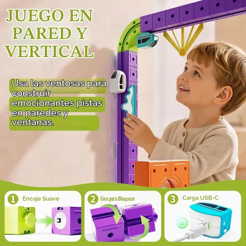 Vista 4 de Juego de tren eléctrico de 178 piezas para niños 3, riel mágico riel
