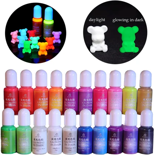 Vista 3 de 0.3 fl oz resina epoxi colorante pigmento de color alta concentración resplandor en la oscuridad líquido luminoso UV pigmento de tinte de resina