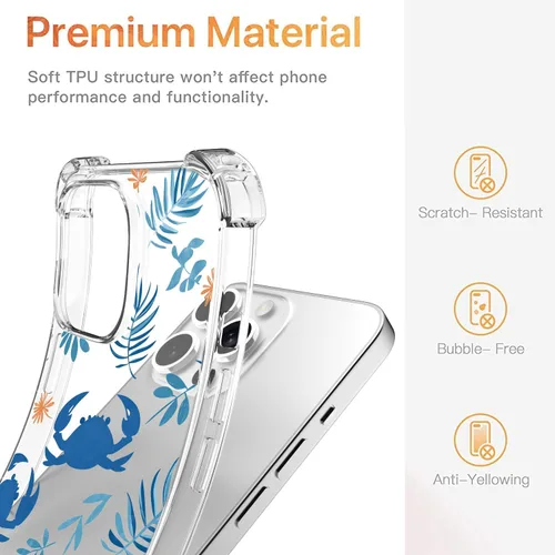 Vista 6 de Funda transparente con estampado de cangrejo azul para iPhone 7 Plus/8 Plus, TPU suave y flexible, de cuerpo completo, a prueba de golpes, para Rana