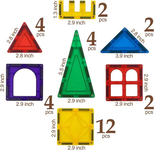 Vista 3 de TOYLI Bloques de construcción magnéticos para niños, 32 piezas, aprendizaje educativo magnético STEM