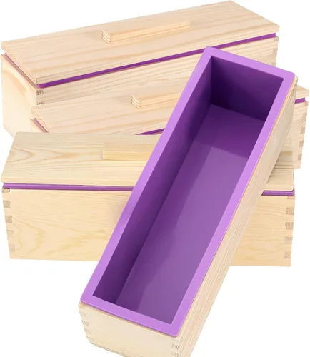 Vista 14 de ZOENHOU Paquete de 2 moldes de jabón azules de 42 onzas con 2 tapas, kit de moldes de silicona rectangulares flexibles para hacer jabón con caja