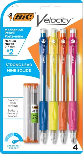 Vista 10 de BIC Lápices mecánicos Velocity, con barril colorido, punta media (0.7mm), paquete de 2 unidades de lápices mecánicos con borradores