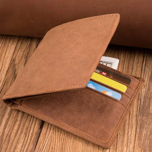 Vista 4 de Kenon Cartera de cuero personalizada para hombres, con bloqueo RFID grabada, billetera elegante para marido, hijo, papá, cumpleaños, San Valentín