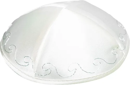 Vista 2 de Juego de gorro de satén para hombres y niños, hermoso, transpirable, cómodo, suave, Yamaka Kippa