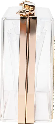 Vista 5 de Mulian LilY Bolso transparente acrílico transparente para mujer, bolso de mano con correa de cadena dorada extraíble