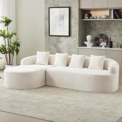 Vista 9 de Sofá modular de 4 plazas sin hueso de 110 pulgadas, sofá de nube curvado de chenilla de gran tamaño, sofás modernos de 4 plazas para sala de estar