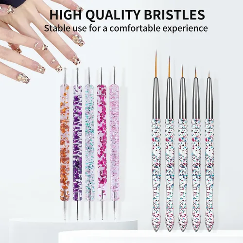 Vista 3 de Juego de pinceles para arte de uñas de 10 piezas con herramientas punteadas 10PCS-2