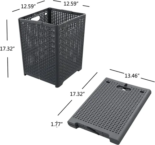 Vista 2 de Kekow 1 paquete de 42 L cesta plegable de plástico, color gris Cesta plegable para ropa sucia