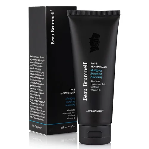 Vista 8 de Beau Brummell Crema hidratante facial con acabado mate para hombre, de rápida absorción, loción facial ligera con vitaminas A+E, aloe vera