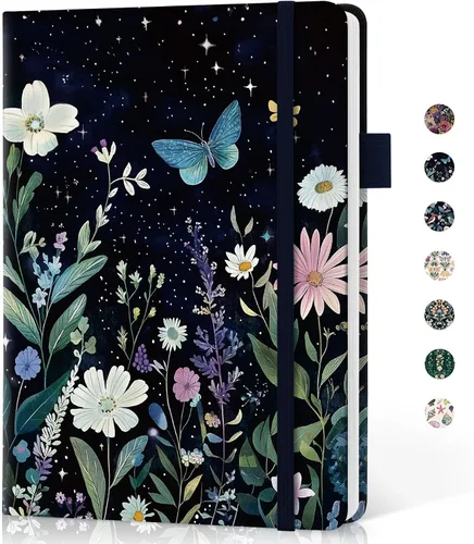 Vista 24 de Taja Cuaderno rayado para mujeres y hombres, diario de cuero de tapa dura para escribir, cuaderno de rayas universitarias A5 para trabajo y toma