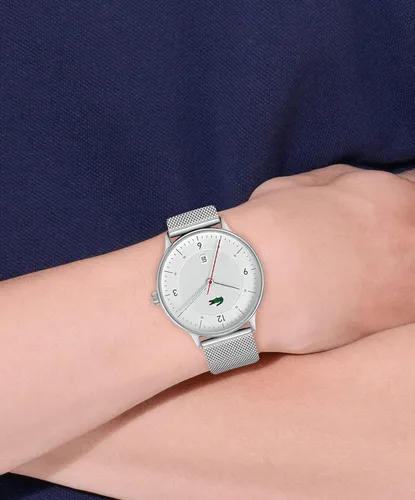Vista 5 de Lacoste Reloj de cuarzo para hombre con correa de acero inoxidable, plata, 20 (Modelo 201136), Plateado, Reloj de cuarzo