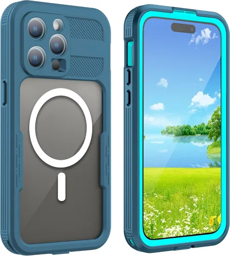 Vista 12 de Funda protectora de cuerpo completo compatible con iPhone 15 de 6.1 pulgadas, magnética, impermeable, a prueba de caídas, nieve, arañazos