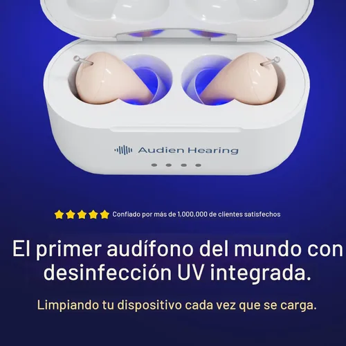 Vista 2 de Audien Hearing ATOM PRO 2 Audífonos OTC inalámbricos recargables, diseño de confort premium y casi invisibles Inalámbrico, recargable, OTC