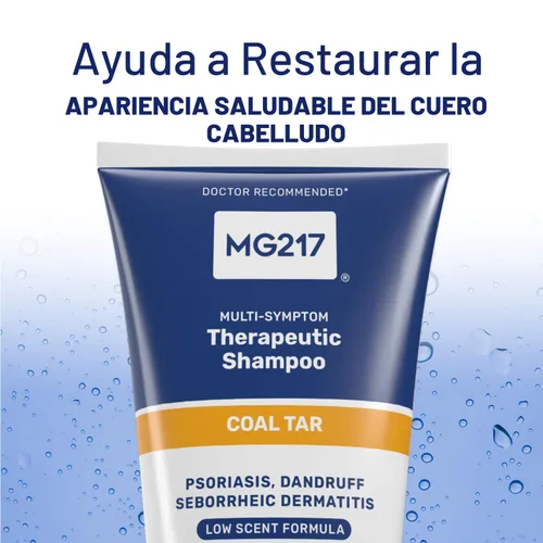 Vista 4 de MG217 Champú para la psoriasis con alquitrán de hulla, tratamiento terapéutico del cuero cabelludo, controla la picazón, descamación