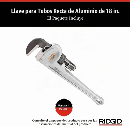 Vista 7 de RIDGE TOOL CO llave de aluminio para tubos. Capacidad de tubo 1-1/2