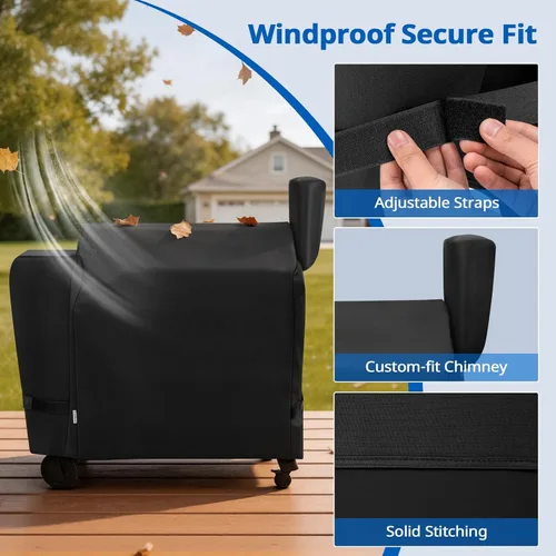 Vista 5 de SunPatio Cubierta para Parrilla de Exteriores Impermeable de Servicio Pesado Compatible con Parrilla de Pellets de Madera Traeger Serie 34