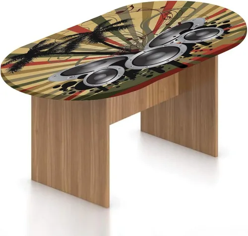 Vista 22 de XISUNYA Mantel ovalado ajustable para patio, moderno mantel de poliéster elástico con estampado de alas de talento de rock, se adapta a mesas