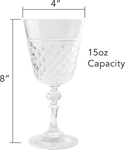 Vista 7 de PG Copas de vino de plástico de 15 onzas – Juego de 4 vasos de agua de acrílico transparente – Vasos de plástico, seguros y reutilizables, vasos