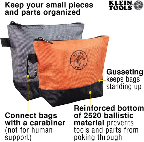 Vista 3 de Klein Tools 55470 - Bolsa utilitaria, bolsas de herramientas con cremallera de pie, tejido balístico resistente 1680d, parte inferior reforzada