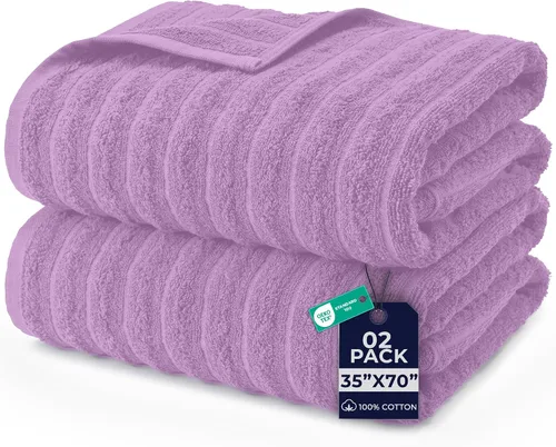 Vista 25 de DAN RIVER Paquete de 2 sábanas de baño de 35x70 pulgadas, sábanas de baño jumbo acanaladas para adultos, toallas grandes gruesas y absorbentes